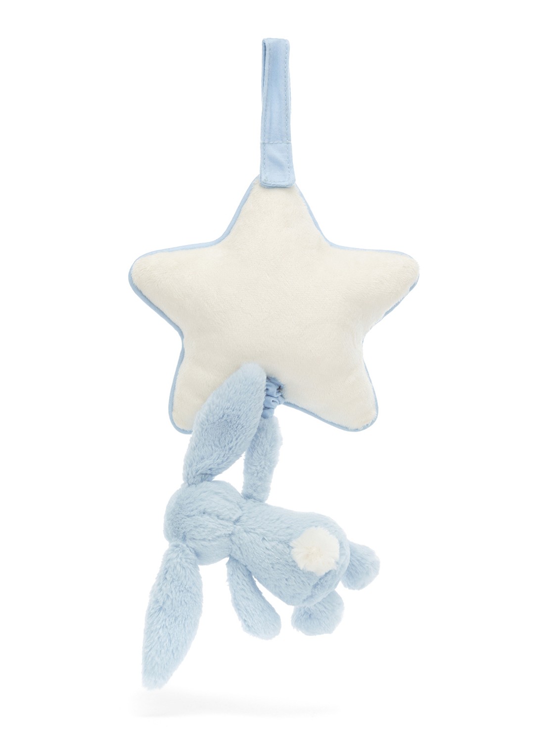 Jellycat Bashful Bunny Musical Pull muziekknuffel 30 cm - achterkant 5 lichtblauw