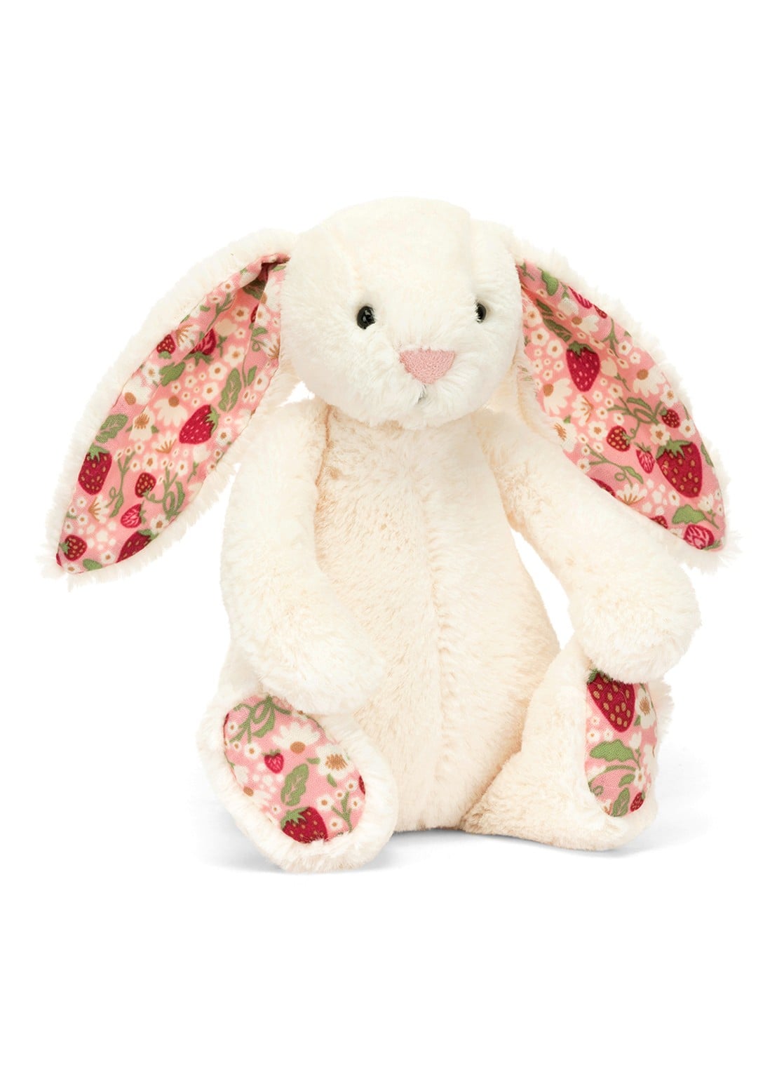 Jellycat Blossom Cream Bunny 'Berry' knuffel - voorkant 3 donkerroze