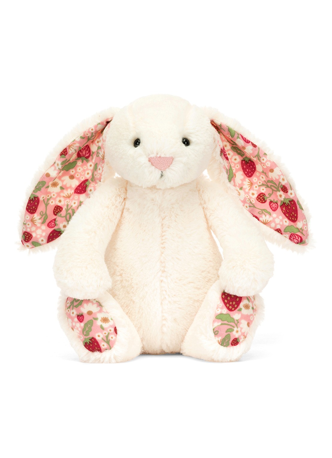 Jellycat Blossom Cream Bunny 'Berry' knuffel - voorkant 4 donkerroze
