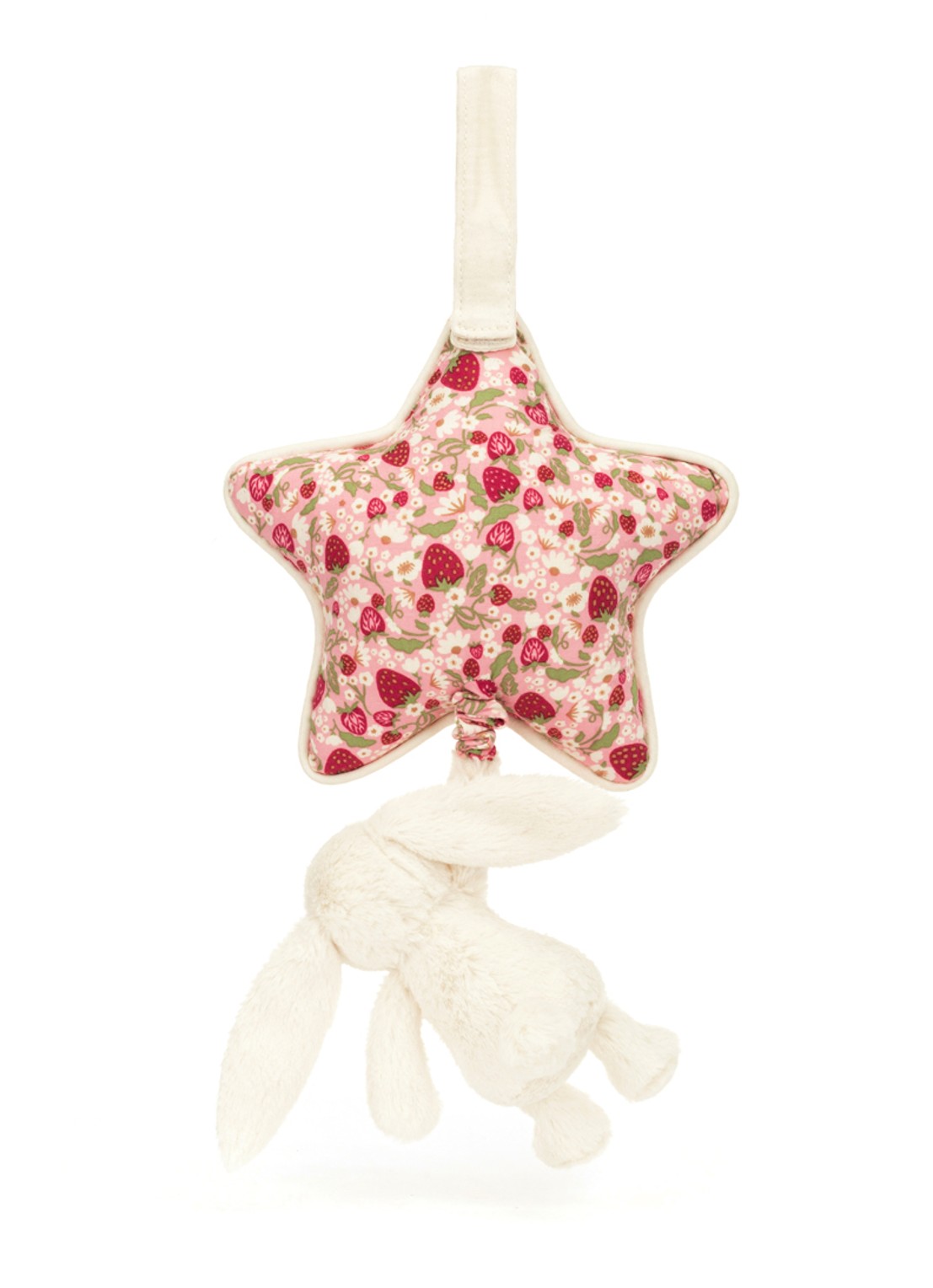Jellycat Blossom Cream Bunny 'Berry' muziekknuffel 30 cm - achterkant roze