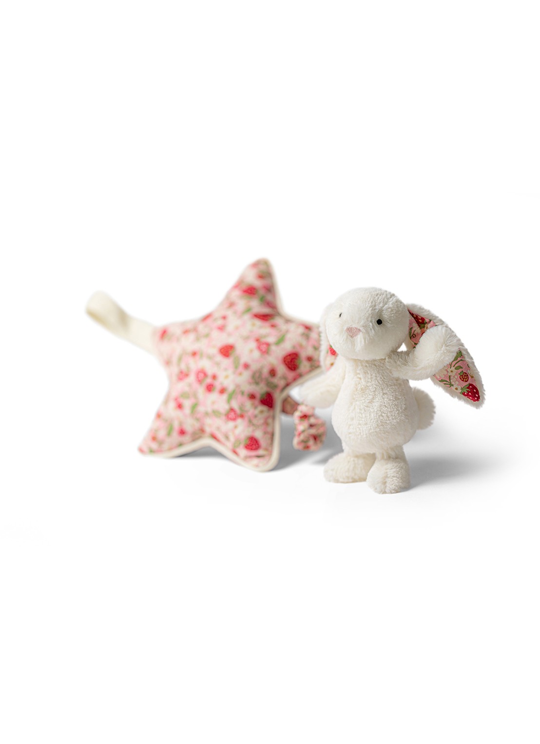 Jellycat Blossom Cream Bunny 'Berry' muziekknuffel 30 cm - voorkant 8 roze