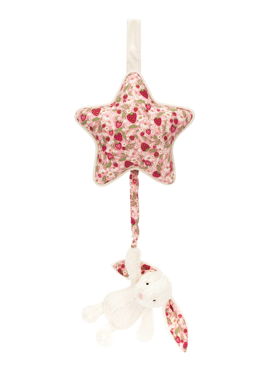 Jellycat Blossom Cream Bunny 'Berry' muziekknuffel 30 cm - voorkant 3 roze