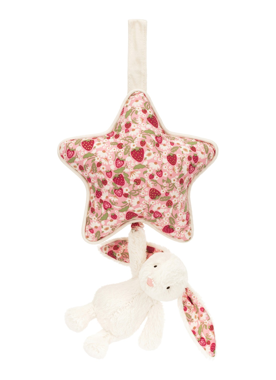 Jellycat Blossom Cream Bunny 'Berry' muziekknuffel 30 cm - voorkant 4 roze
