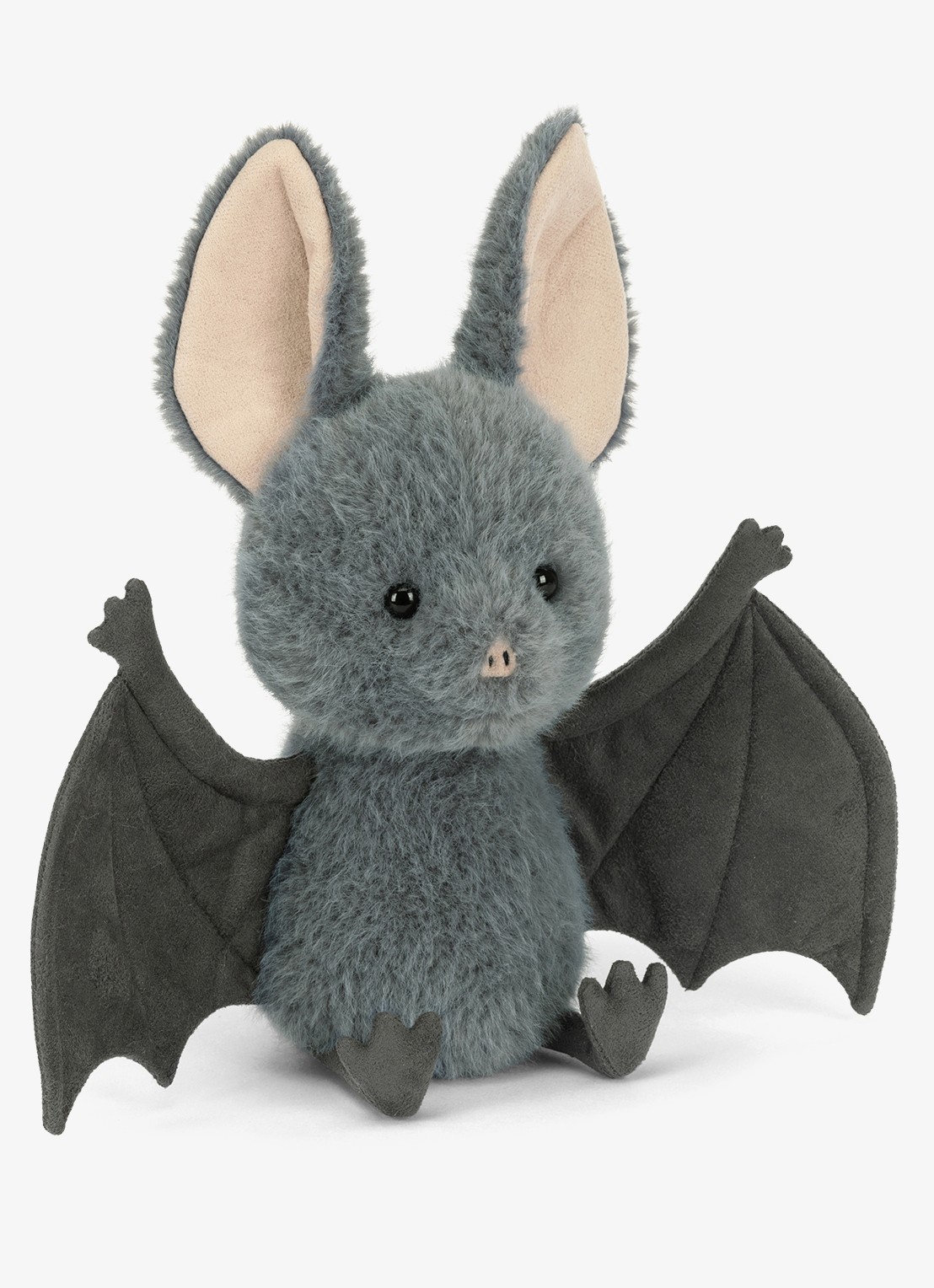 Jellycat Broox Bat knuffel 18 cm - voorkant donkergrijs