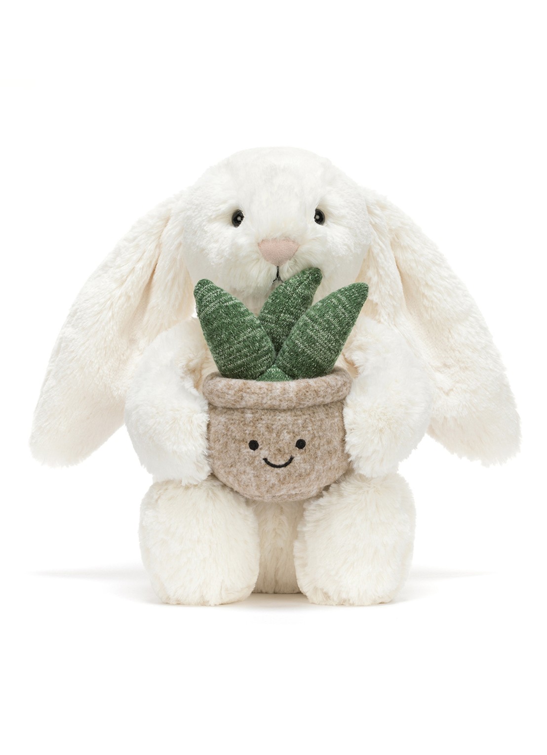Jellycat Cream Bunny with Plant knuffel 31 cm  - detail 3 creme