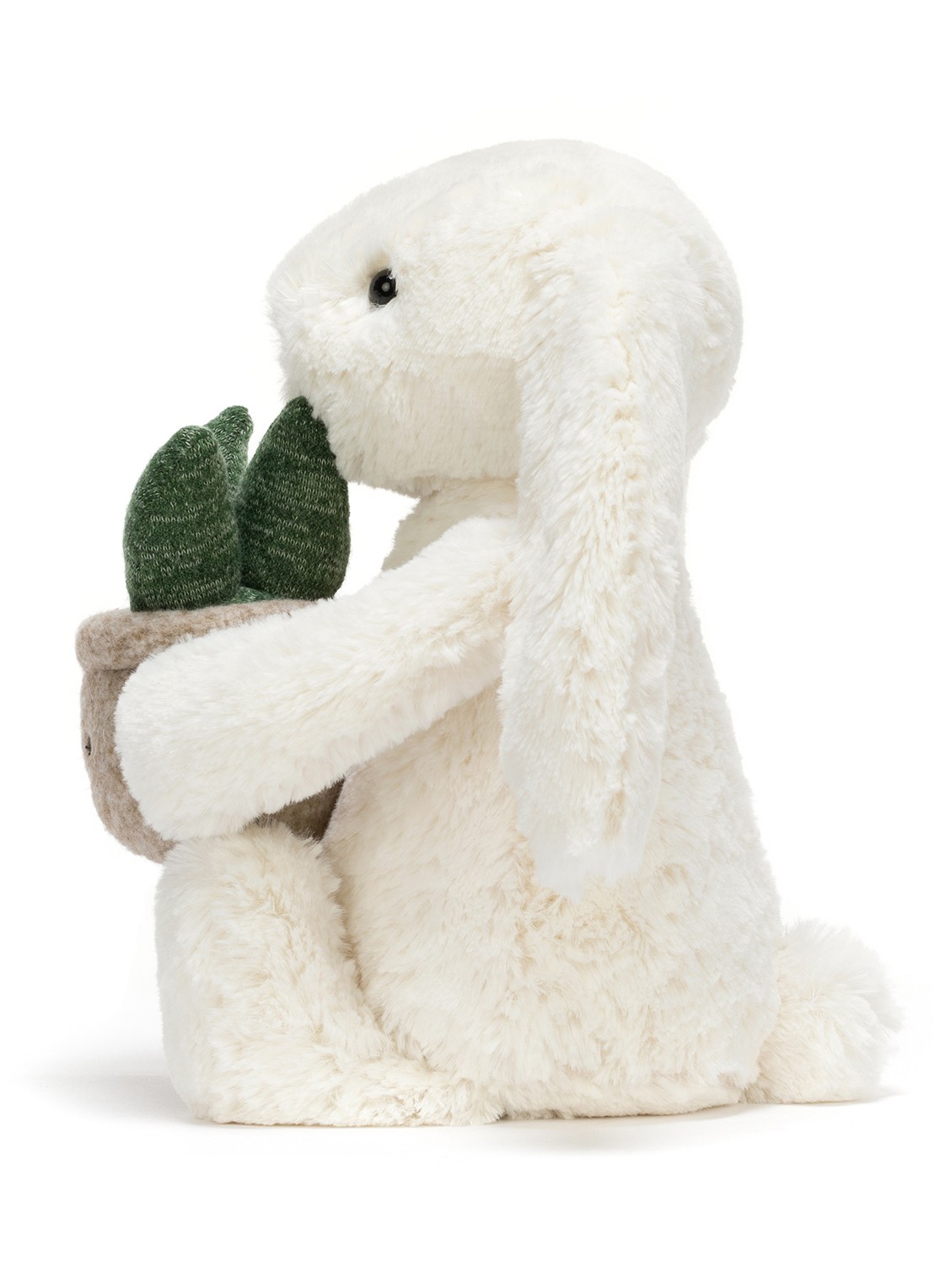 Jellycat Cream Bunny with Plant knuffel 31 cm  - detail 4 creme