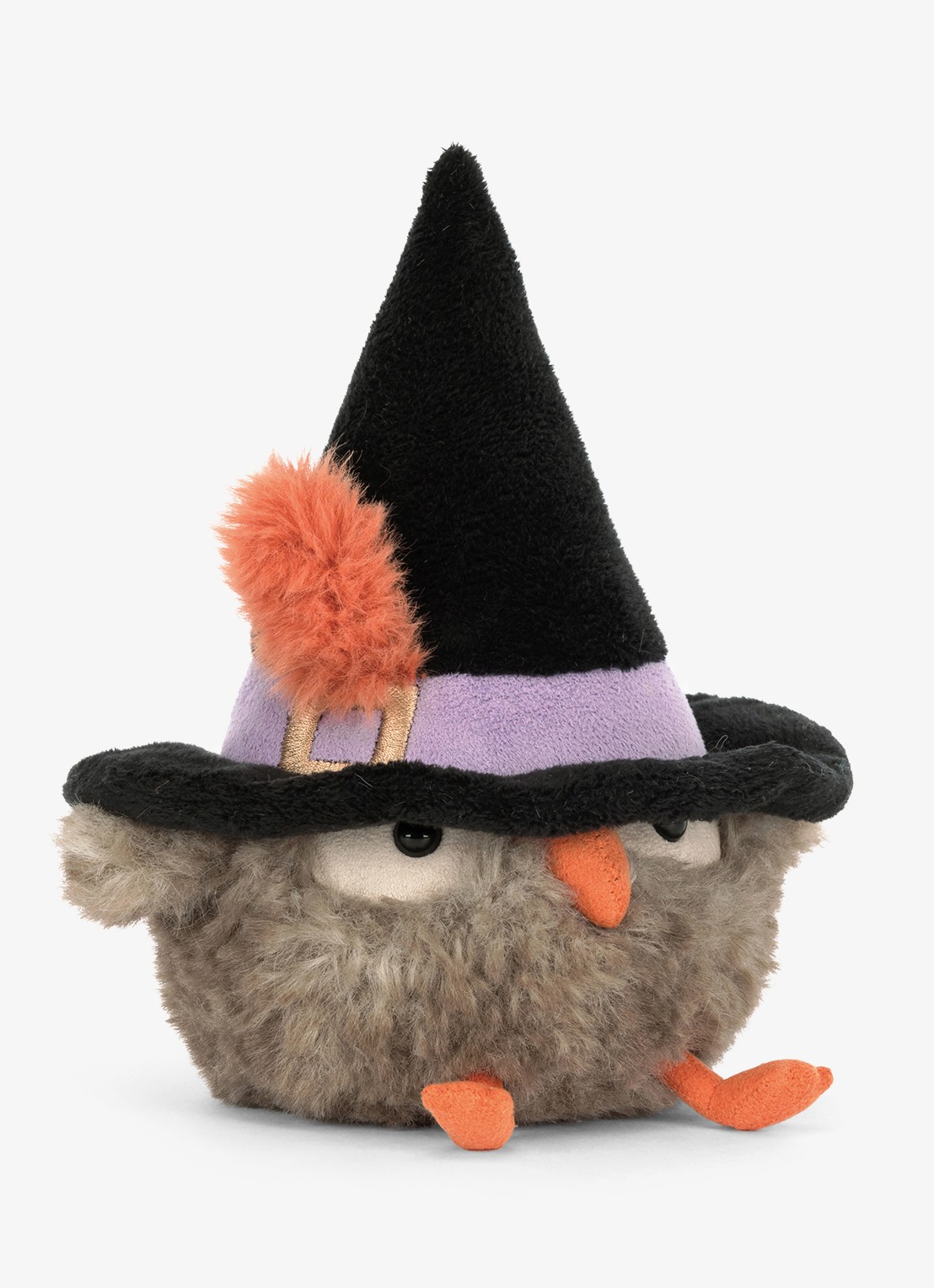 Jellycat Owl in Hat knuffel 17 cm - voorkant 3 grijs