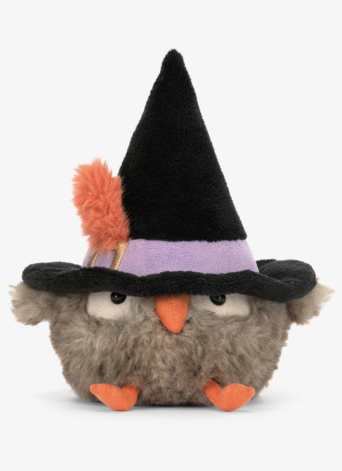Jellycat Owl in Hat knuffel 17 cm - voorkant 4 grijs