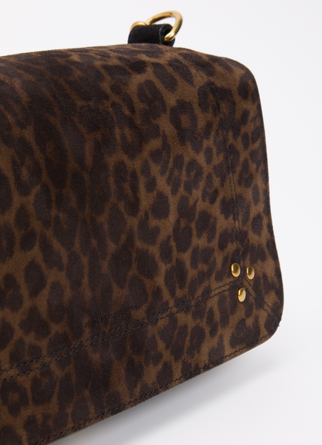 Jérôme Dreyfuss Bobi crossbodytas van kalfssuède met panterprint - detail 3 donkerkhaki