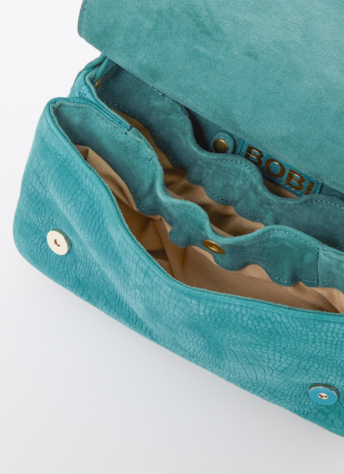 Jérôme Dreyfuss Bobi crossbodytas van suède met crocostructuur - detail 5 zeegroen