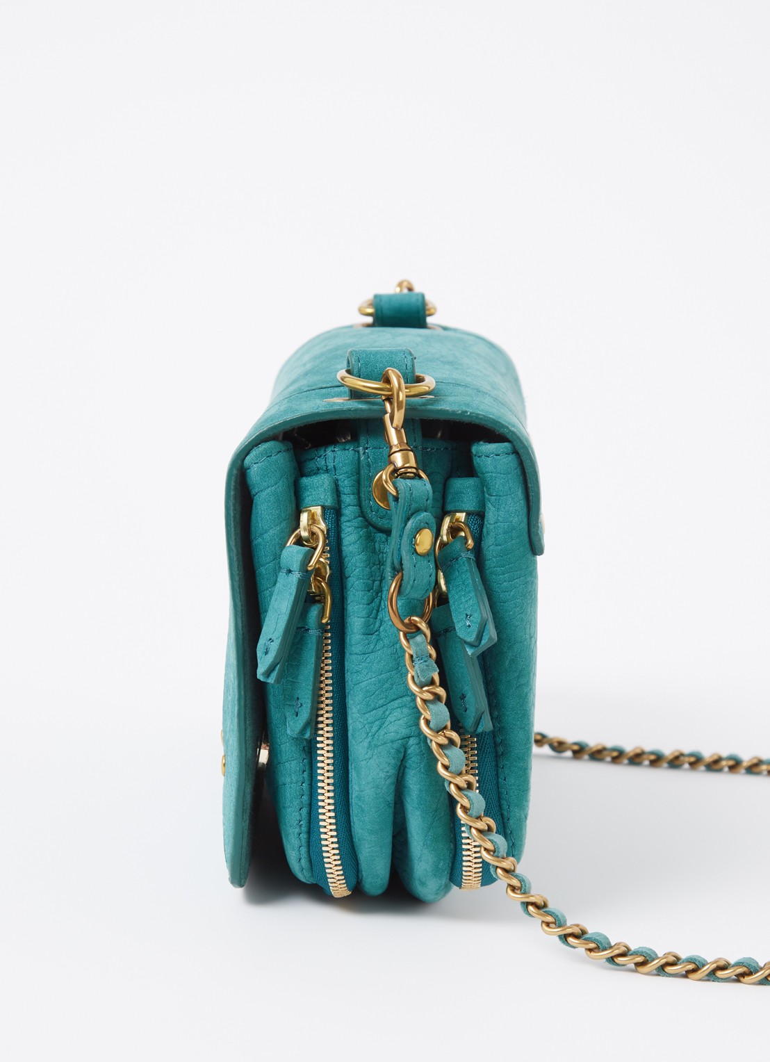 Jérôme Dreyfuss Bobi crossbodytas van suède met crocostructuur - detail 6 zeegroen