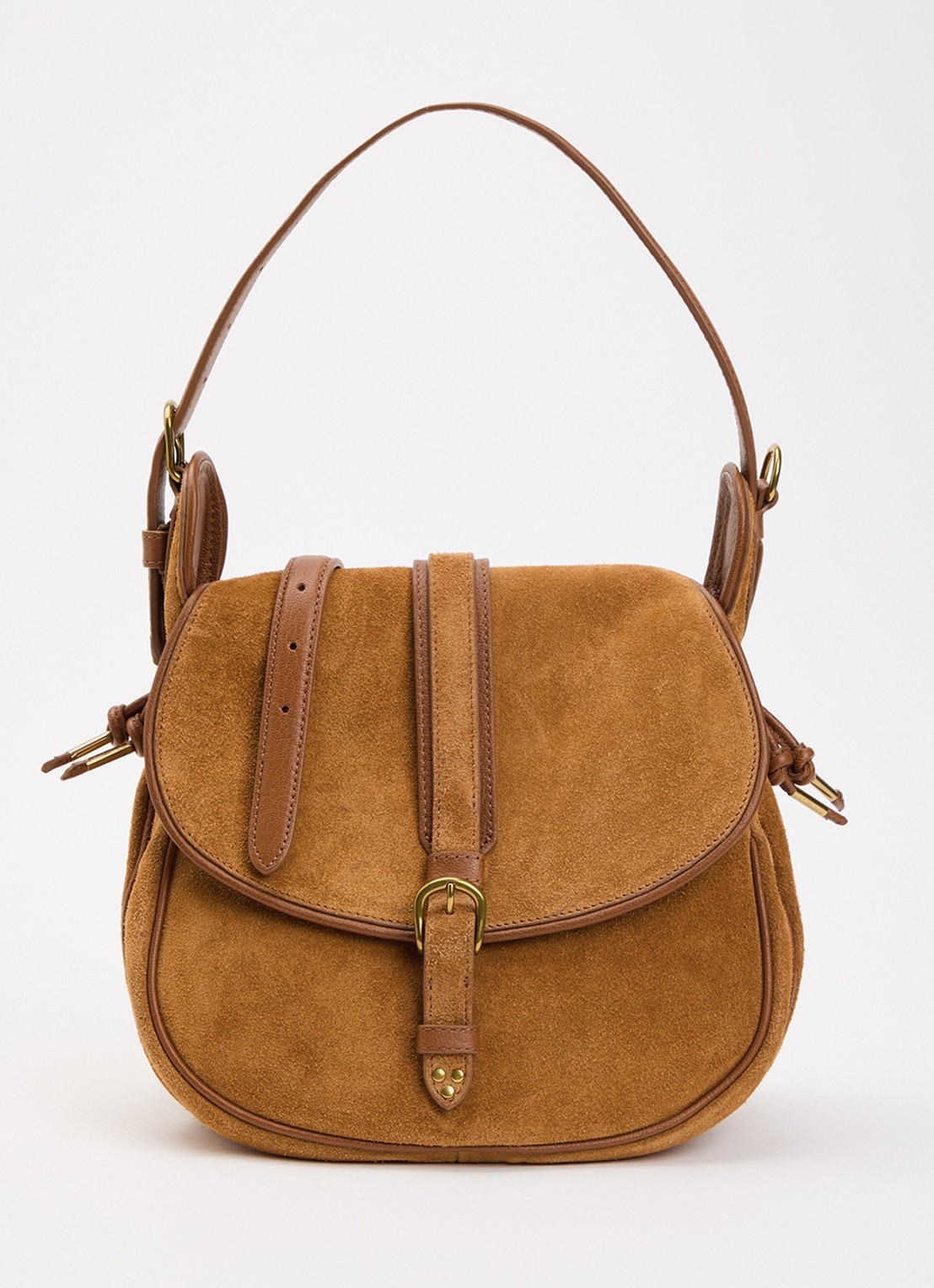 Jérôme Dreyfuss Gildas schoudertas van kalfssuède - voorkant 6 beige