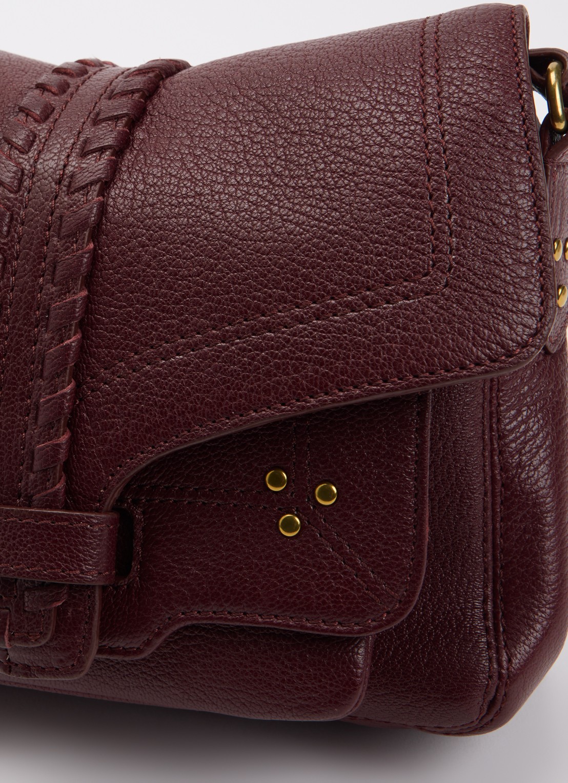 Jérôme Dreyfuss Harry M schoudertas van leer met verstelbare schouderriem en studs - detail 5 bordeauxrood