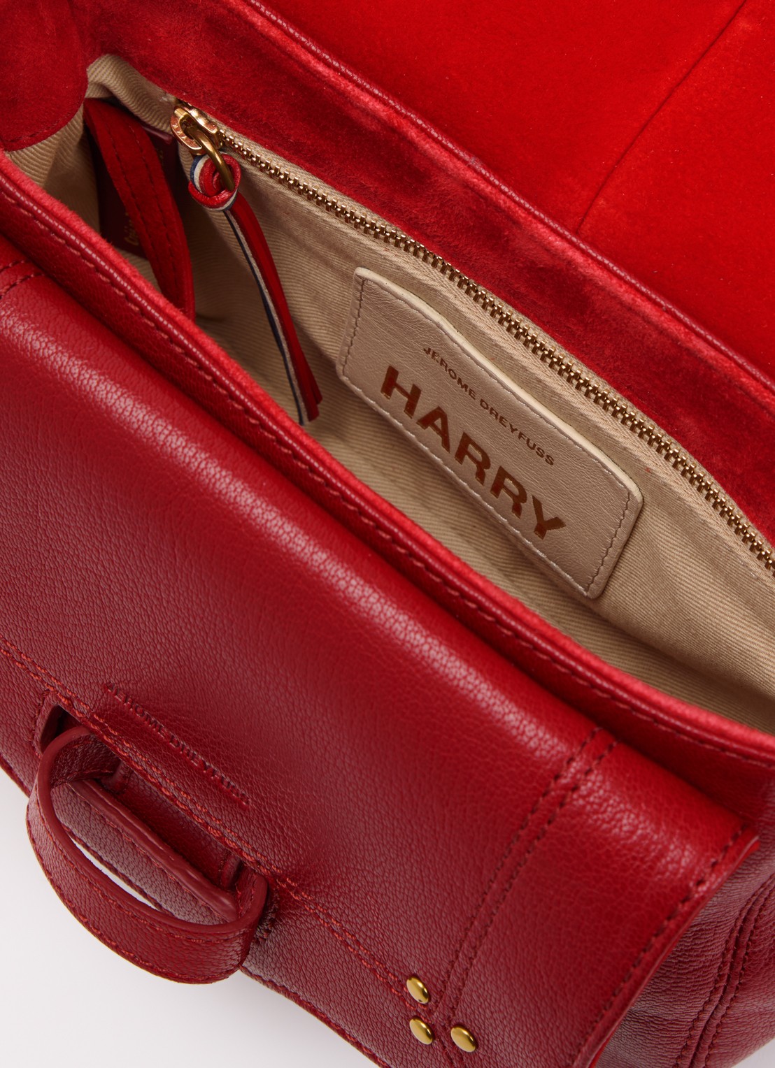 Jérôme Dreyfuss Harry S crossbodytas van geitenleer met verstelbare schouderriem - detail 2 rood