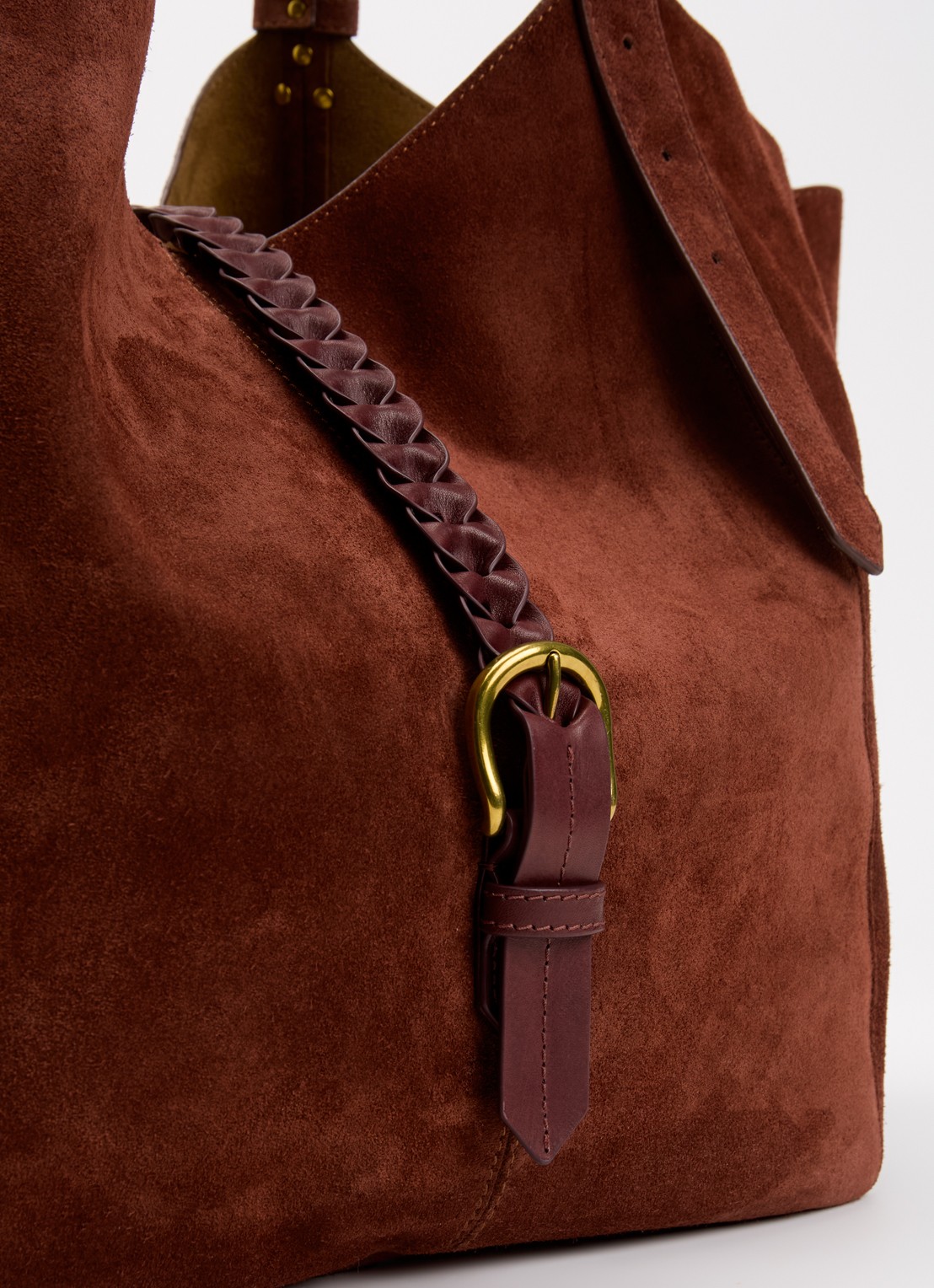 Jérôme Dreyfuss Joseph M shopper van suède met uitneembaar etui - detail 4 bordeauxrood