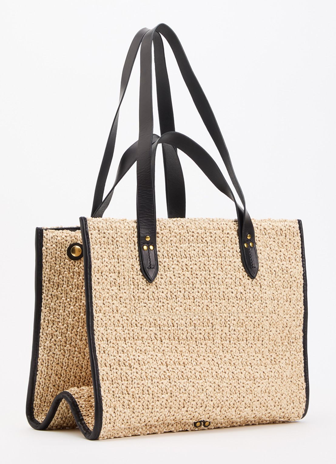 Jérôme Dreyfuss Leon M shopper van raffia met uitneembaar etui - achterkant 2 beige