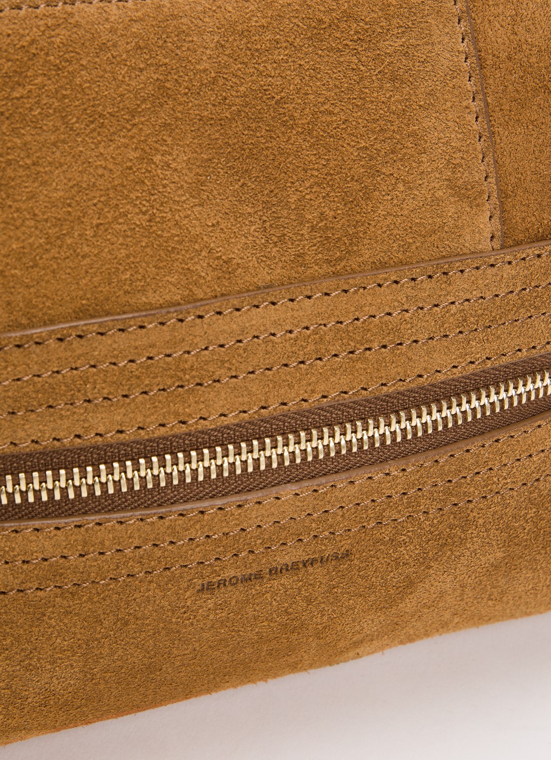 Jérôme Dreyfuss Lucky clutch van kalfssuède - detail 3 cognac