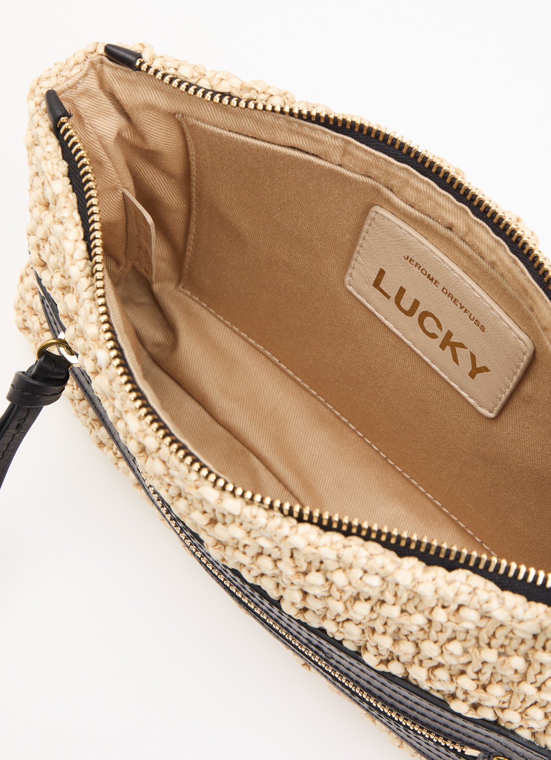 Jérôme Dreyfuss Lucky clutch van raffia - detail 3 beige