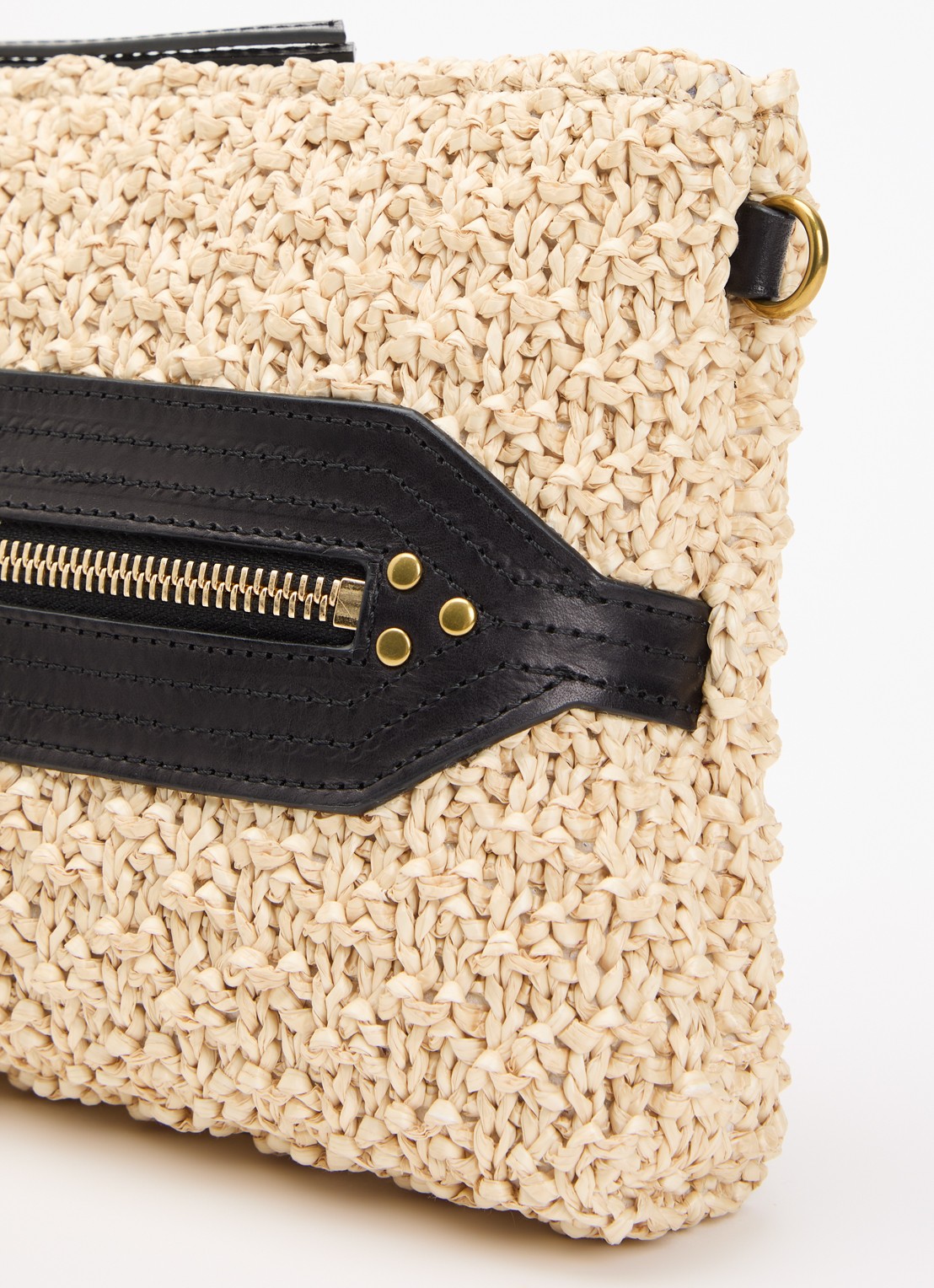 Jérôme Dreyfuss Lucky clutch van raffia - detail 5 beige
