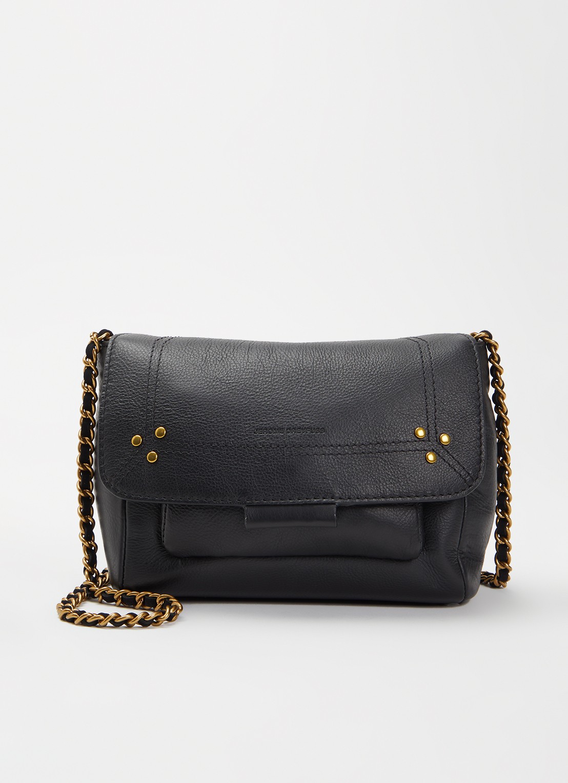 Jérôme Dreyfuss Lulu crossbodytas van kalfsleer met geitenleren details - voorkant zwart