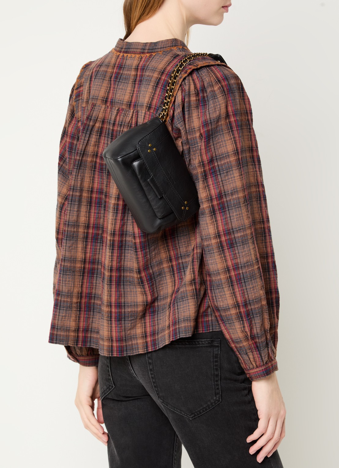 Jérôme Dreyfuss Lulu crossbodytas van kalfsleer met geitenleren details - voorkant 3 zwart
