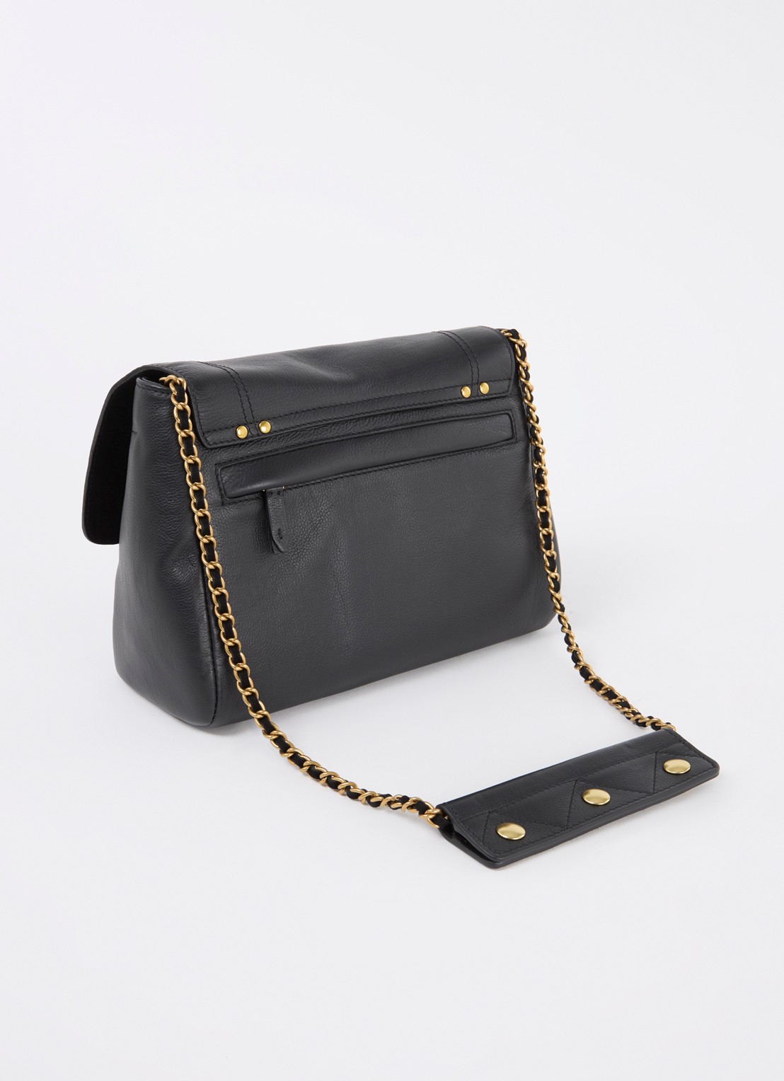 Jérôme Dreyfuss Lulu M crossbodytas van kalfsleer met details van geitenleer - achterkant antraciet