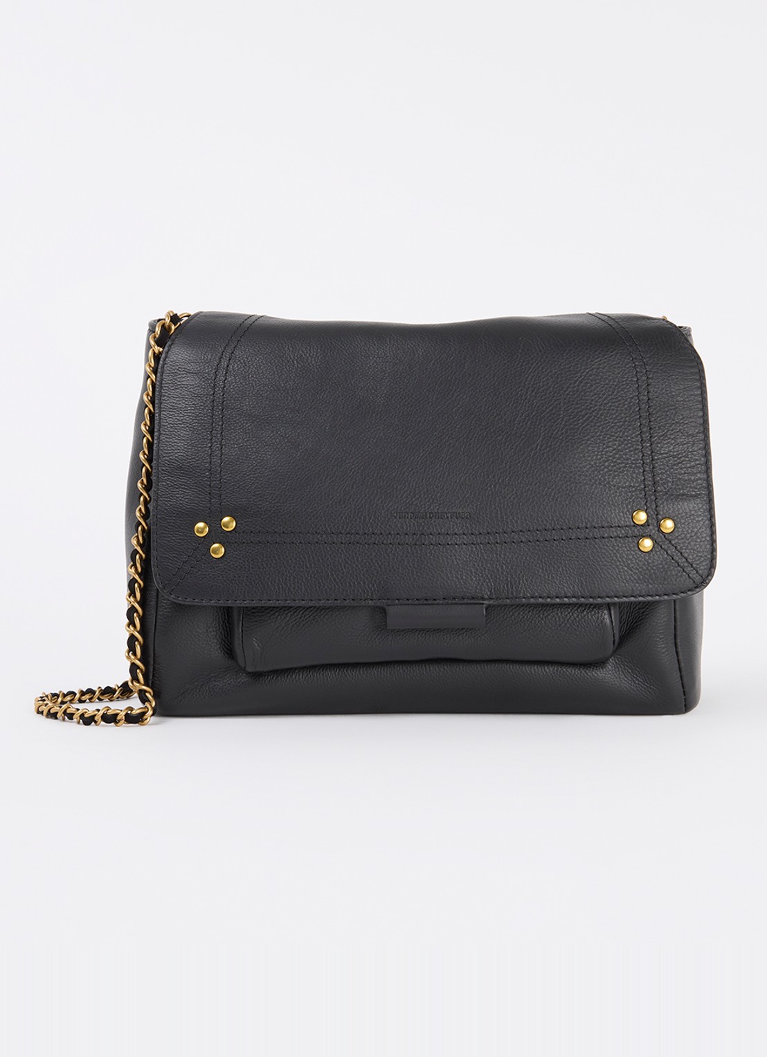 Jérôme Dreyfuss Lulu M crossbodytas van kalfsleer met details van geitenleer - voorkant 2 antraciet