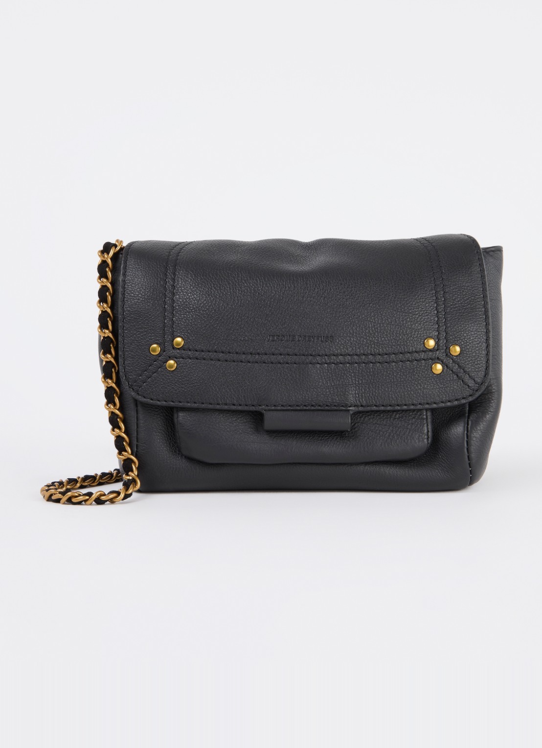 Jérôme Dreyfuss Lulu S crossbodytas van kalfsleer met details van geitensuède - voorkant 2 zwart