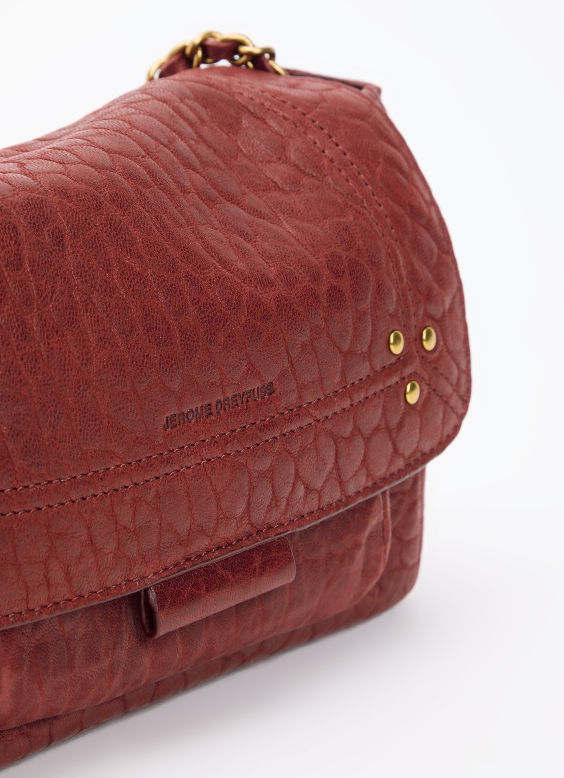Jérôme Dreyfuss Lulu S crossbodytas van lamsleer met afneembare schouderriem - detail 5 bordeauxrood