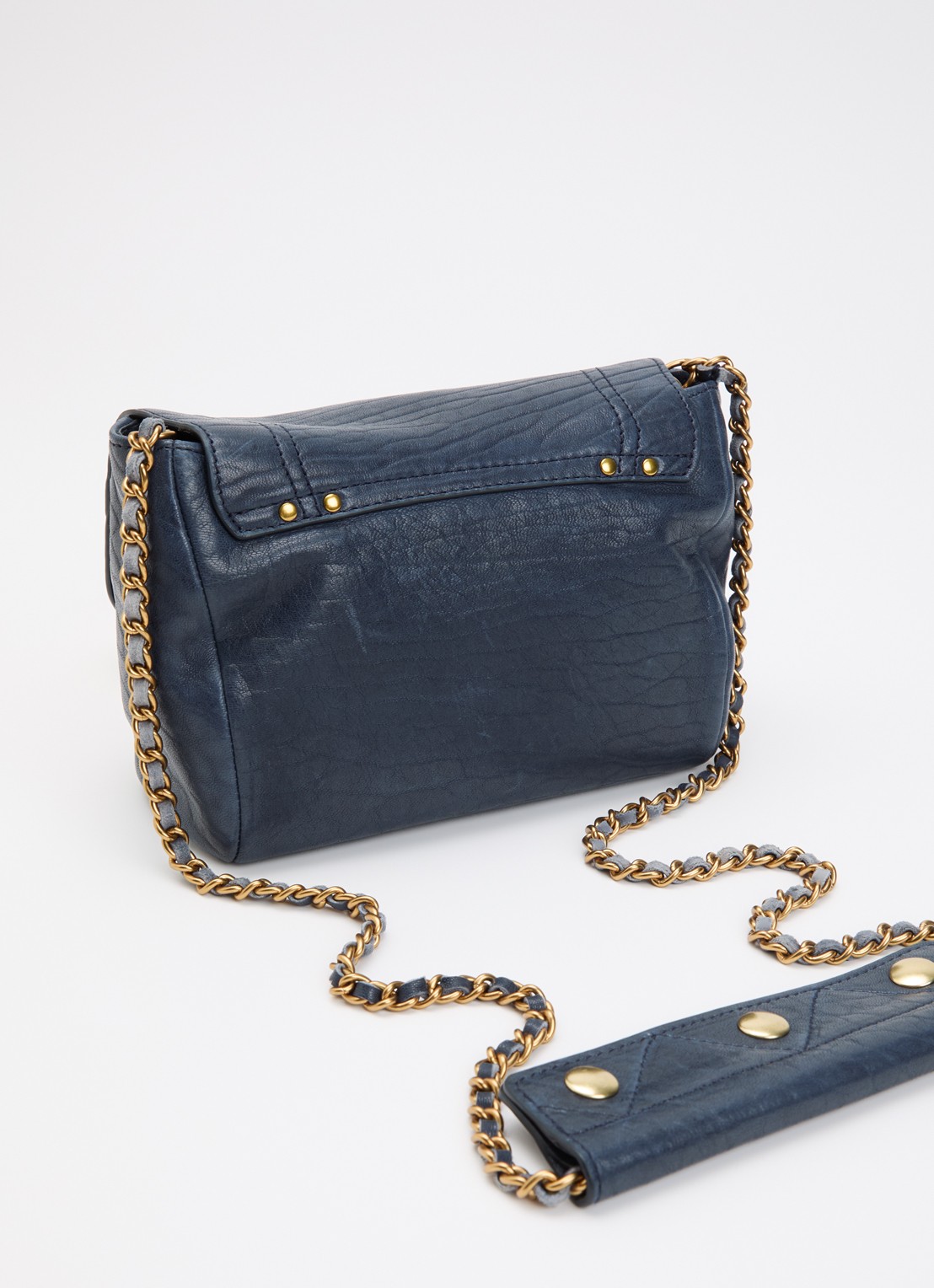 Jérôme Dreyfuss Lulu S crossbodytas van lamsleer met afneembare schouderriem - achterkant donkerblauw