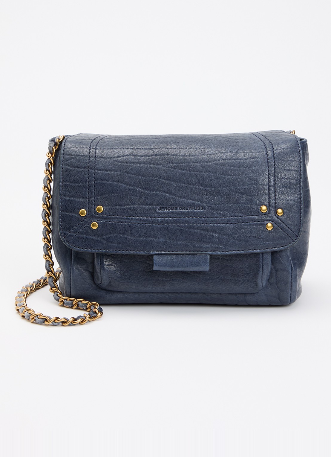 Jérôme Dreyfuss Lulu S crossbodytas van lamsleer met afneembare schouderriem - voorkant 6 donkerblauw