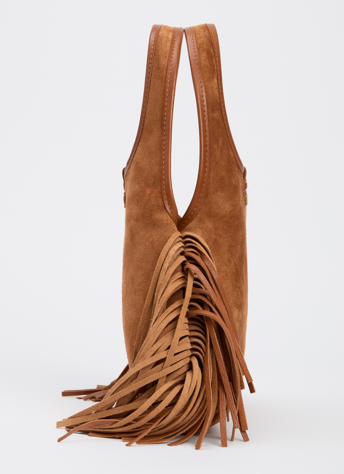 Jérôme Dreyfuss Paco handtas van kalfssuède met franjes - detail 5 camel