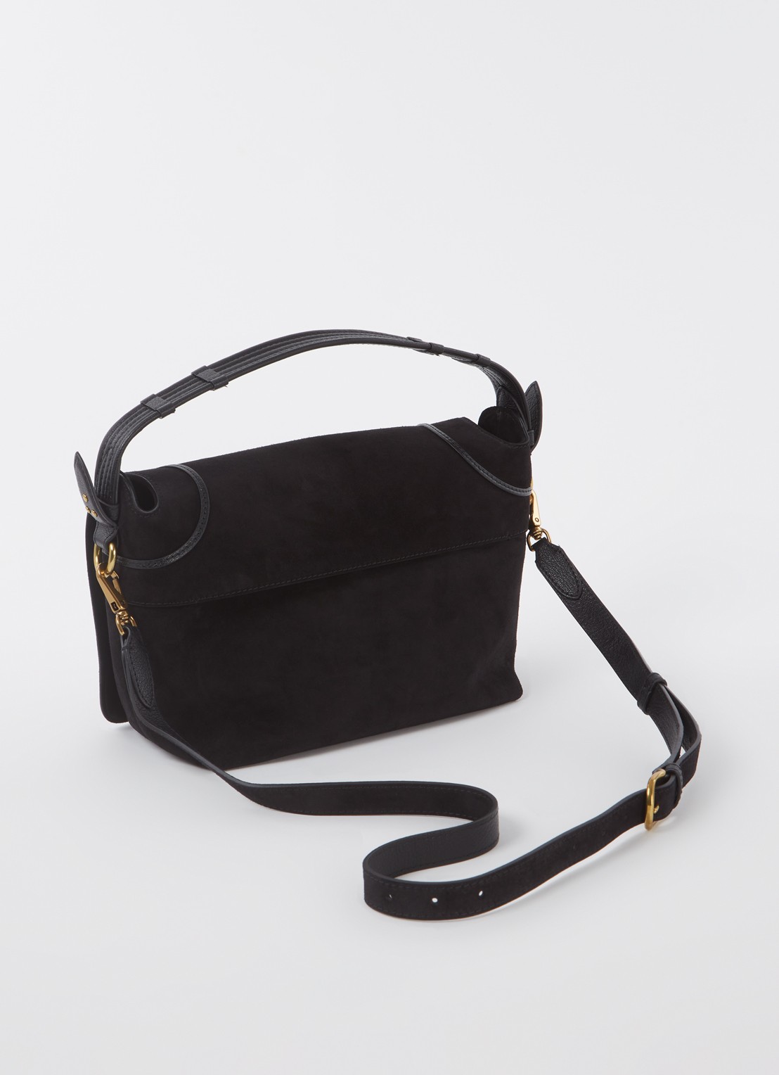 Jérôme Dreyfuss Pepito M crossbodytas van kalfssuède met geitenleren details - achterkant 4 zwart