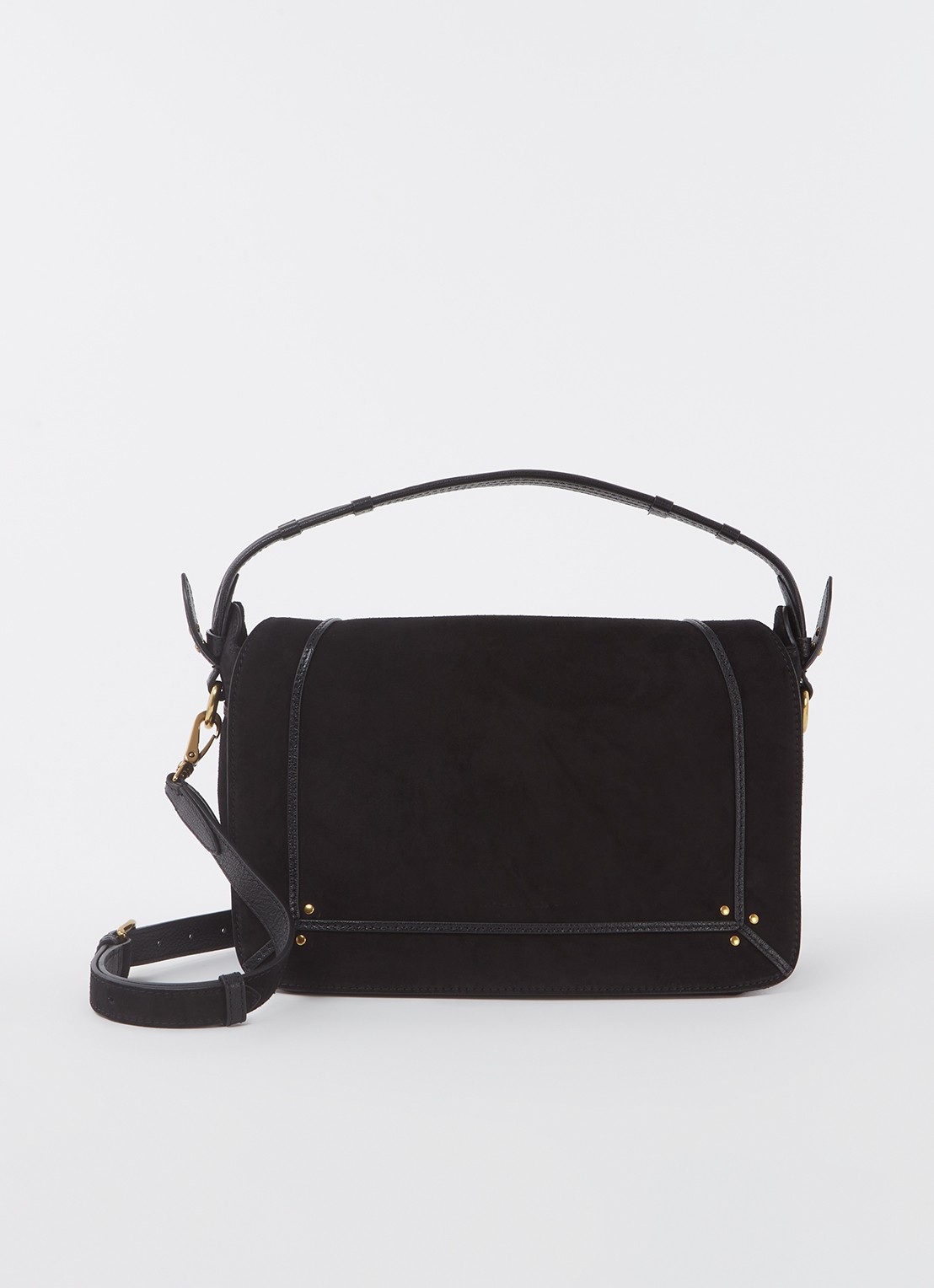 Jérôme Dreyfuss Pepito M crossbodytas van kalfssuède met geitenleren details - voorkant 5 zwart