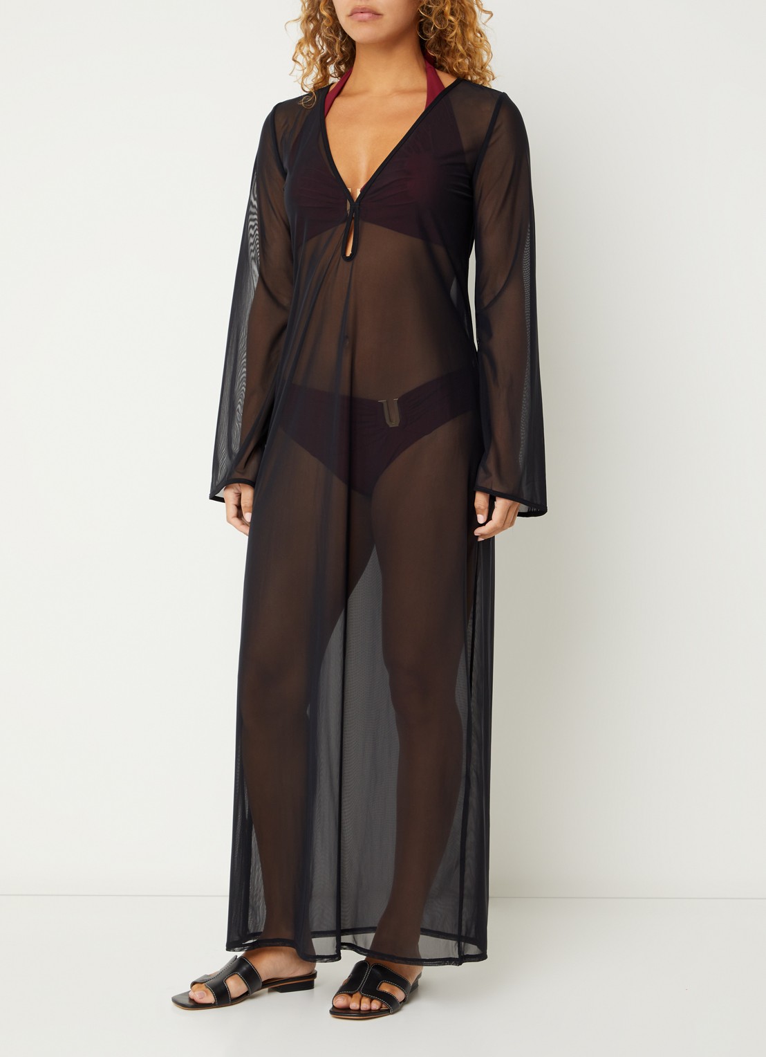 JETS Australia Coverup slipdress van mesh - detail 4 zwart