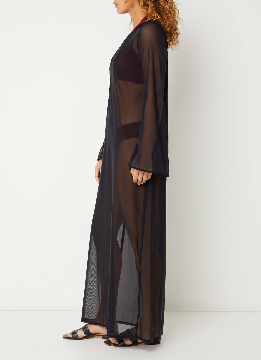 JETS Australia Coverup slipdress van mesh - voorkant 3 zwart