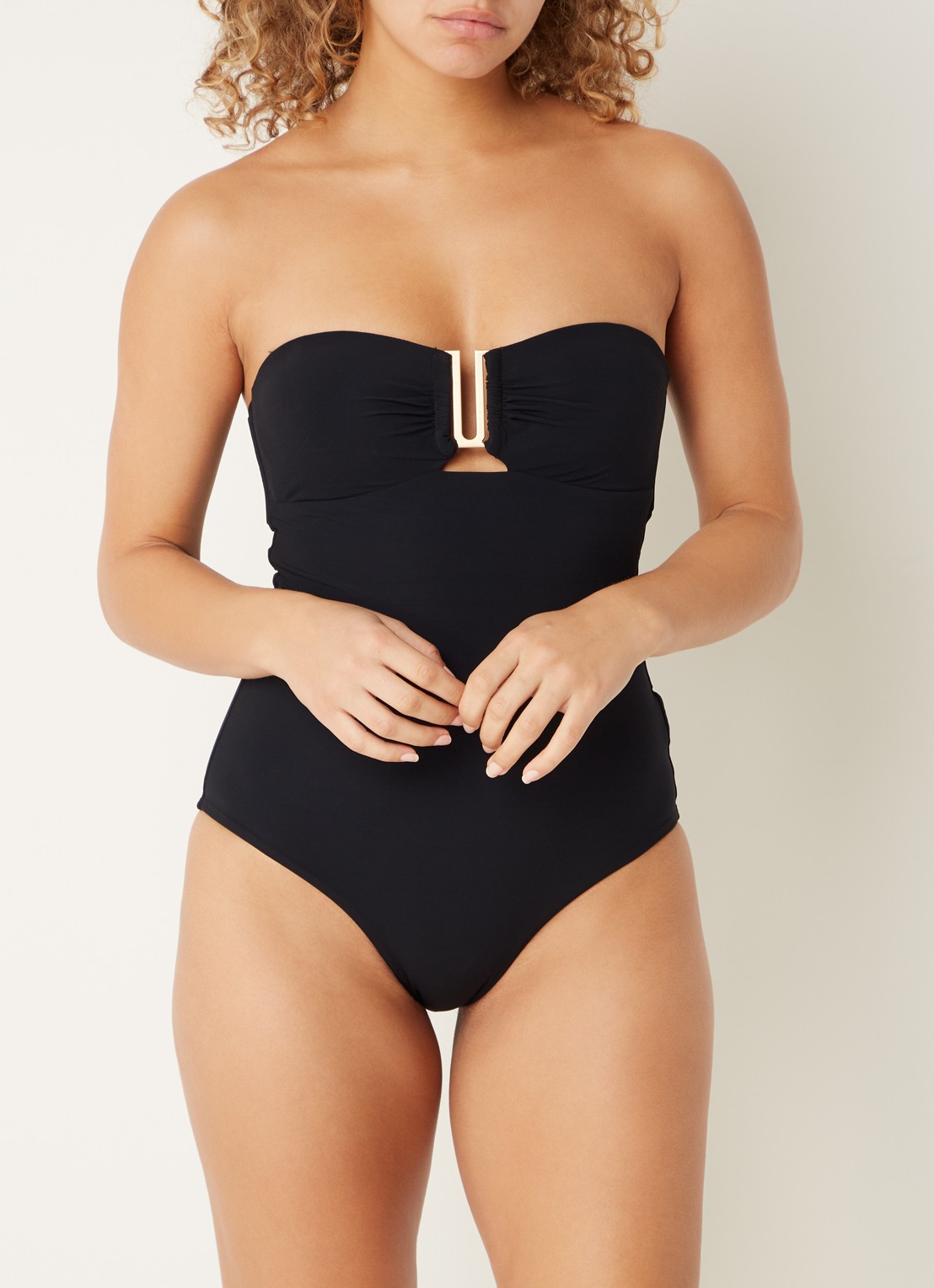 JETS Australia Jetset bandeau badpak met afneembare bandjes - voorkant 6 zwart