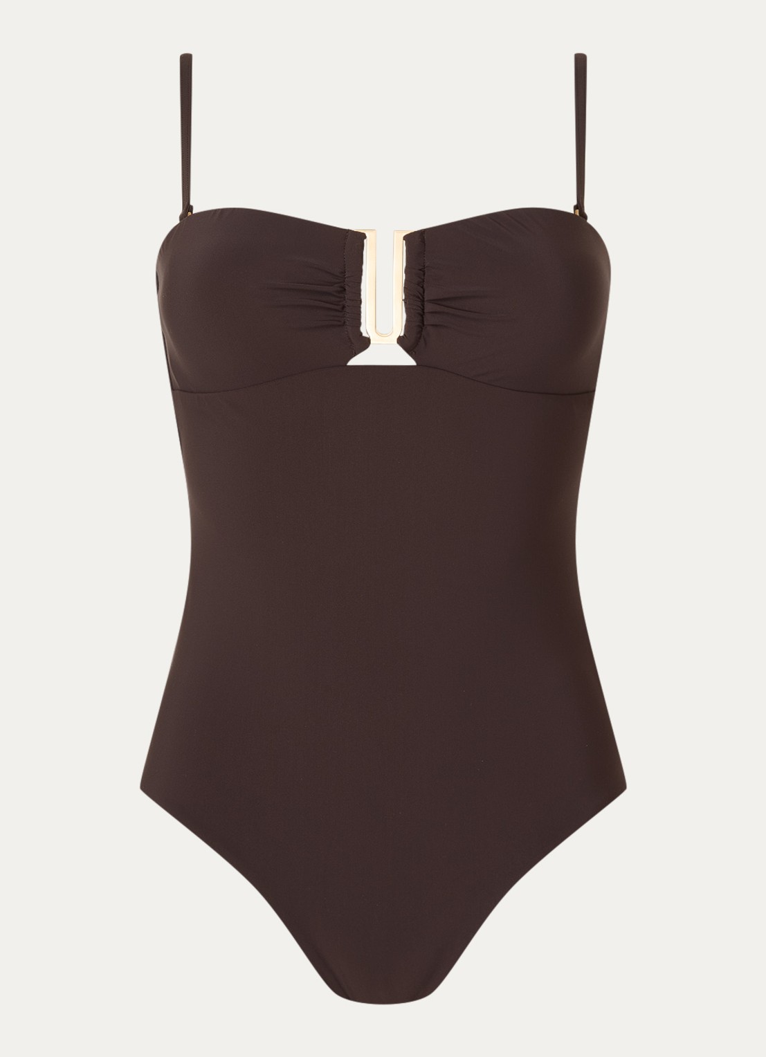 JETS Australia Jetset voorgevormd bandeau badpak met afneembare bandjes - voorkant 5 chocoladebruin