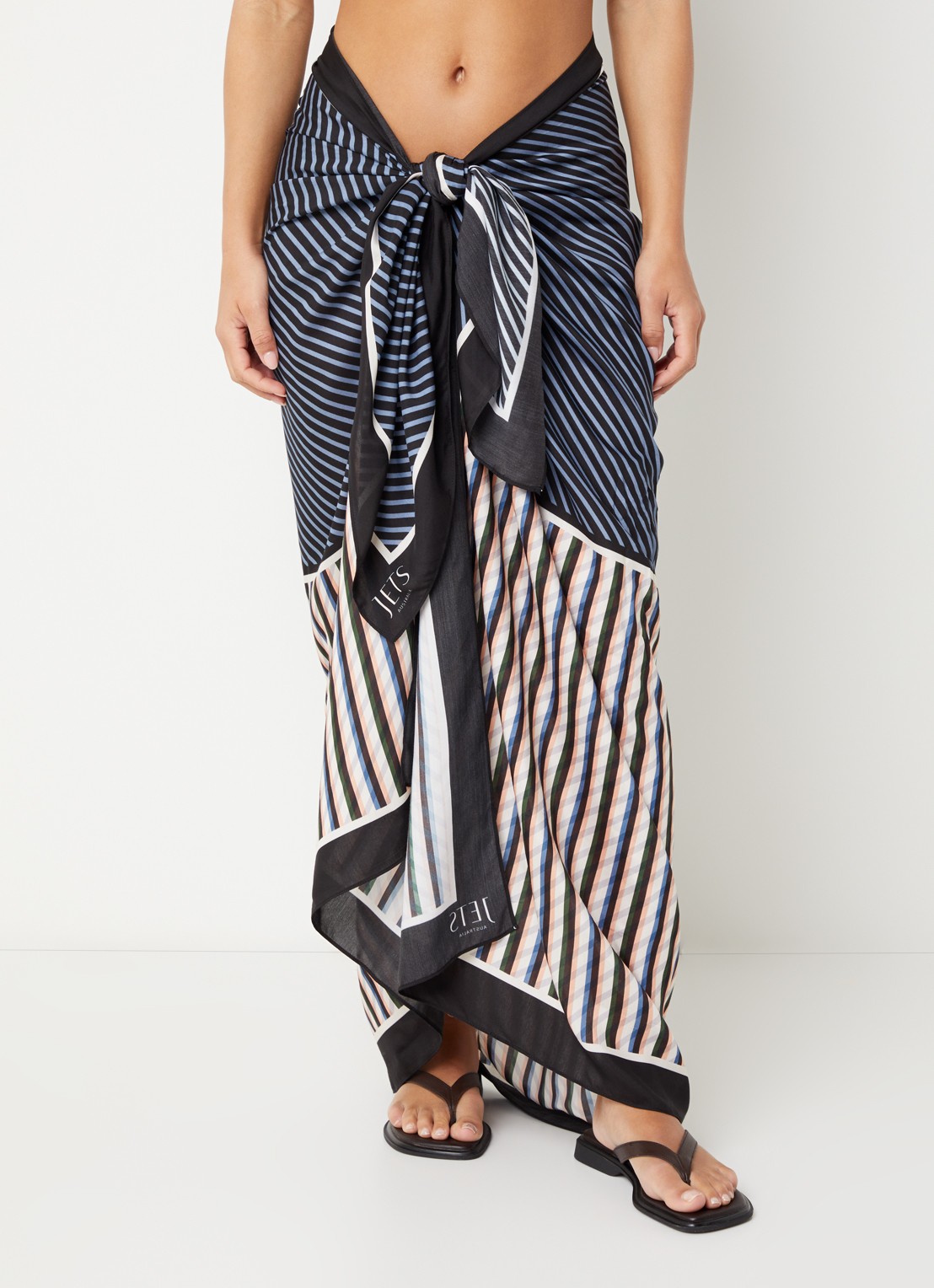 JETS Australia Laelia sarong in zijdeblend met streepprint 185 x 125 cm - detail 4 multicolor