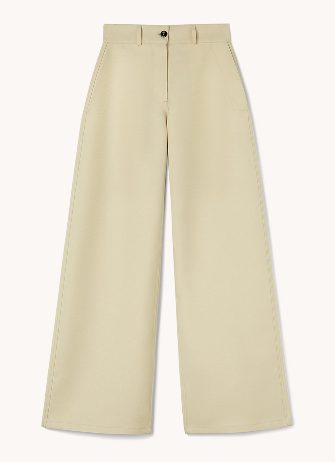 Jil Sander High waist wide leg pantalon van wol - voorkant creme
