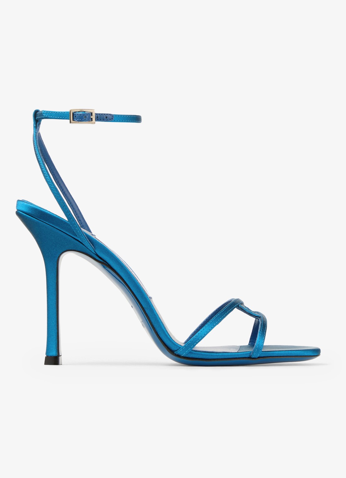 Jimmy Choo 1998 Leo 100 sandalette van satijn - voorkant blauw