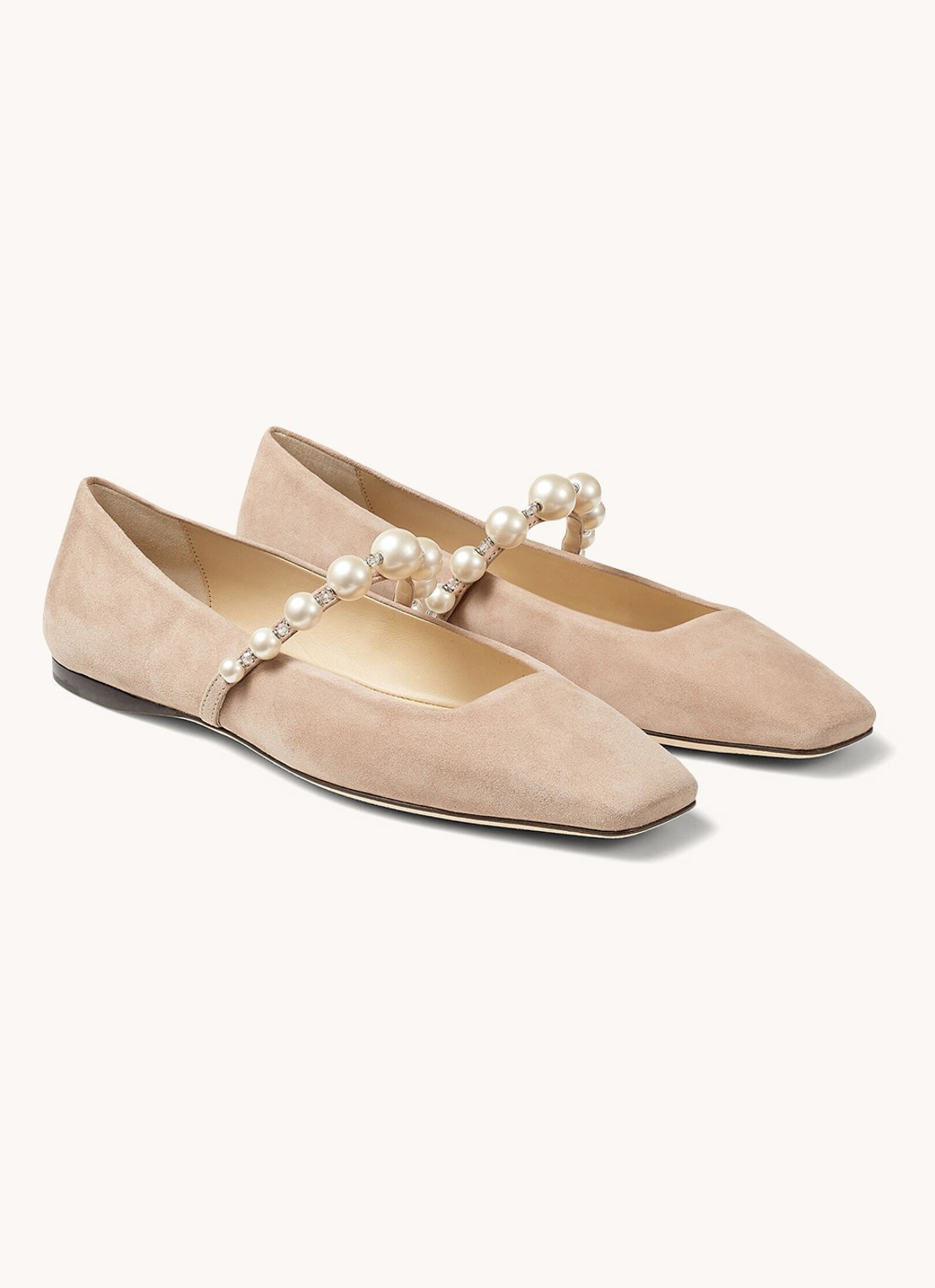 Jimmy Choo Ade ballerina met parels - detail 3 beige