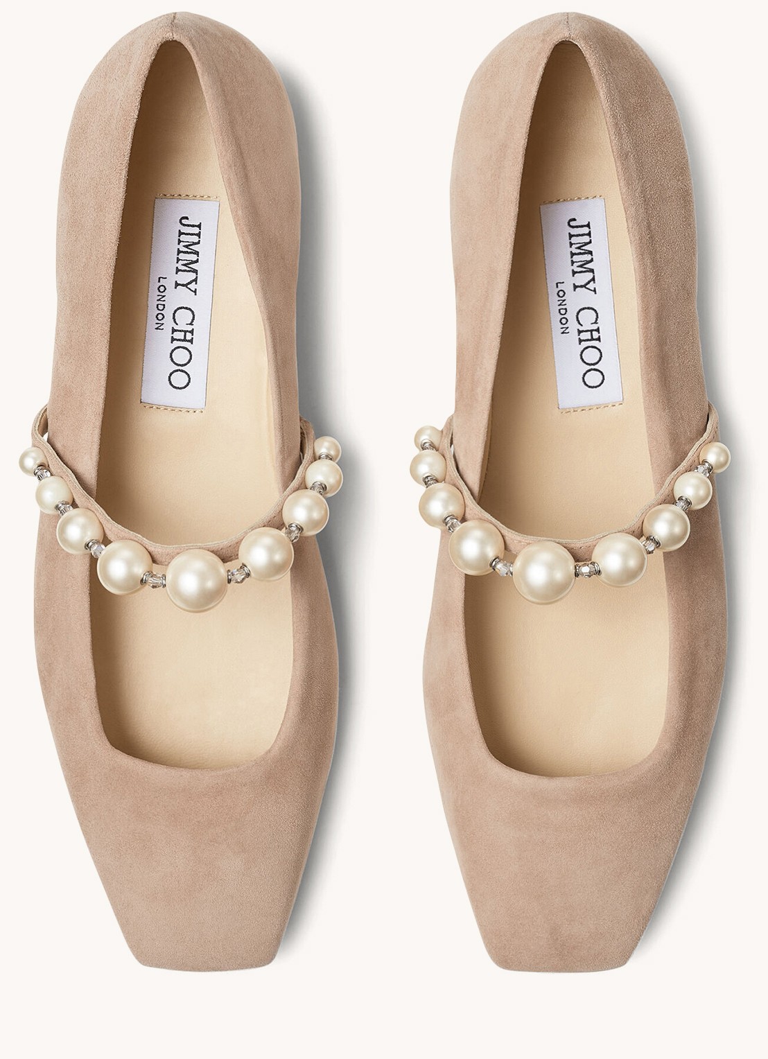 Jimmy Choo Ade ballerina met parels - detail 5 beige