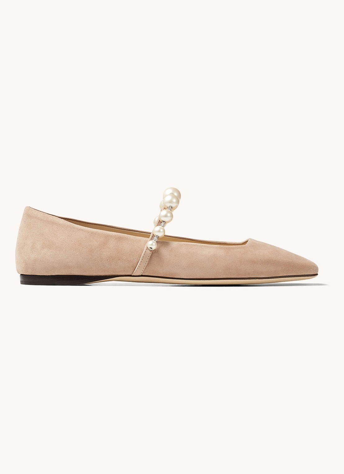 Jimmy Choo Ade ballerina met parels - voorkant beige
