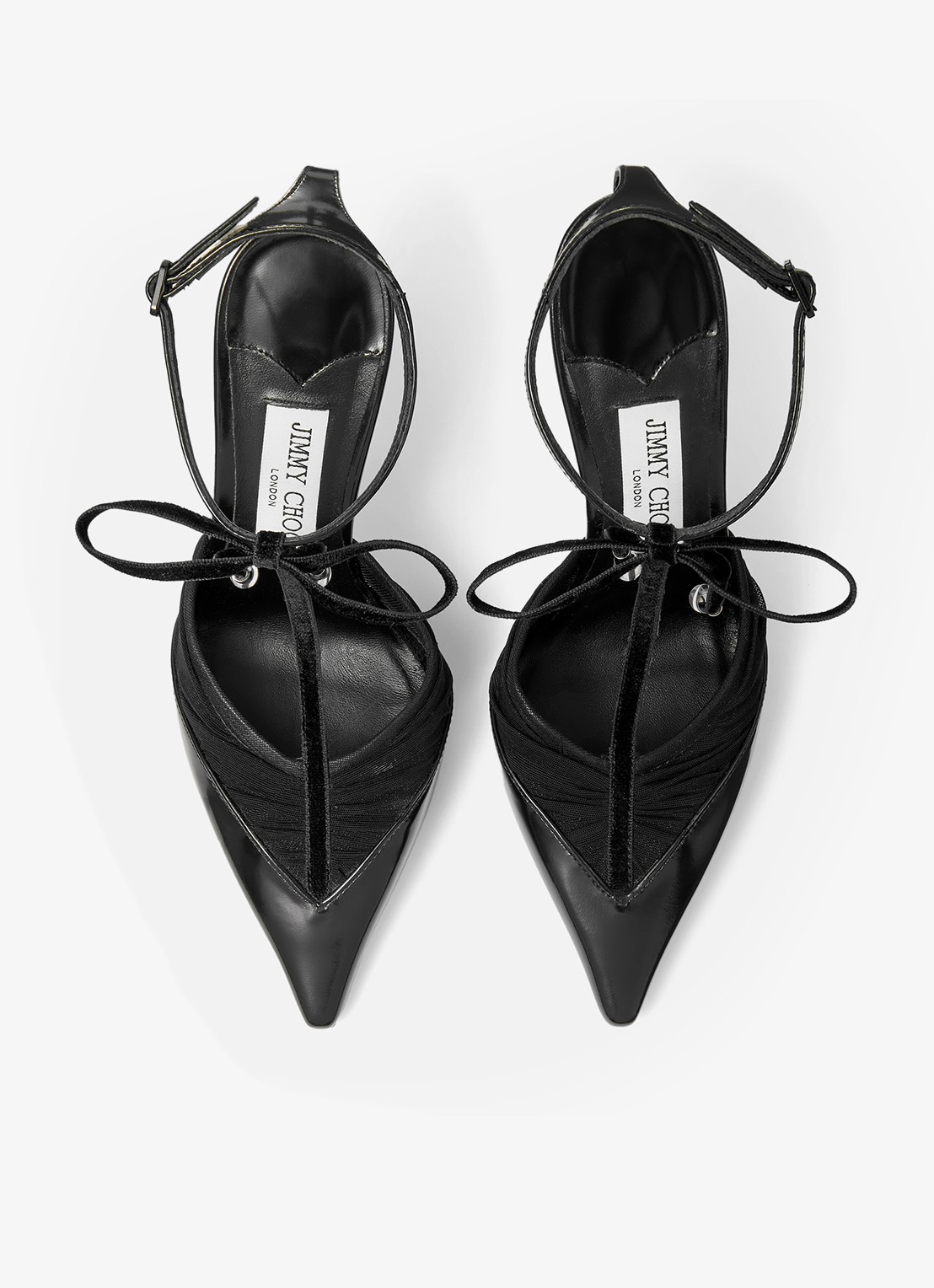 Jimmy Choo Afia/Mesh 100 sandalette van lamsleer met mesh details - detail zwart