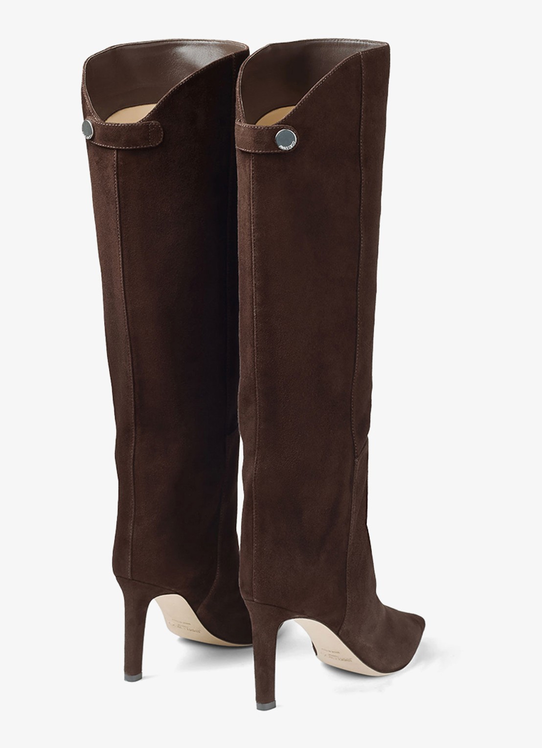 Jimmy Choo Alizze 85 overknee laars van lamssuède - achterkant bruin