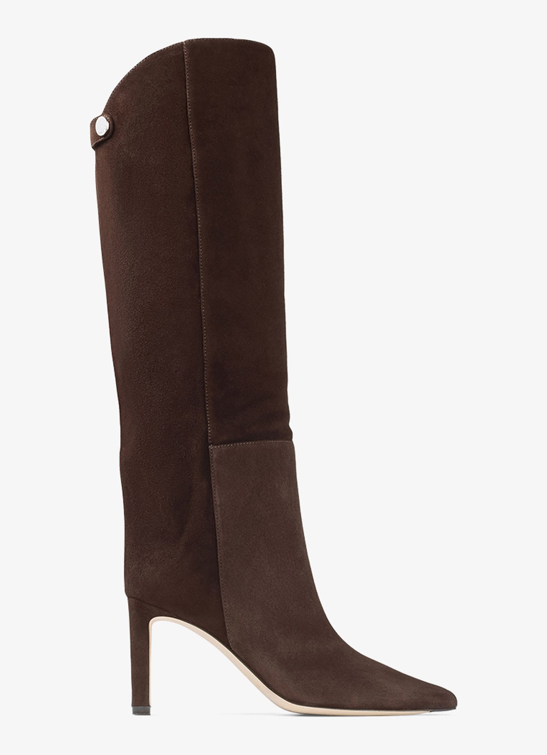 Jimmy Choo Alizze 85 overknee laars van lamssuède - voorkant 2 bruin