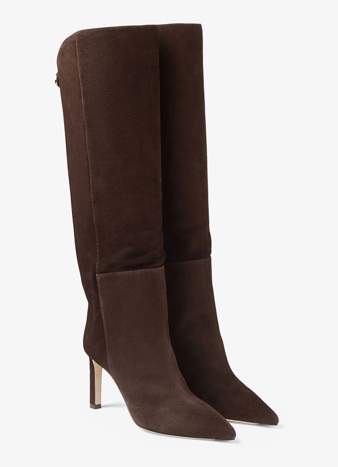 Jimmy Choo Alizze 85 overknee laars van lamssuède - voorkant 3 bruin