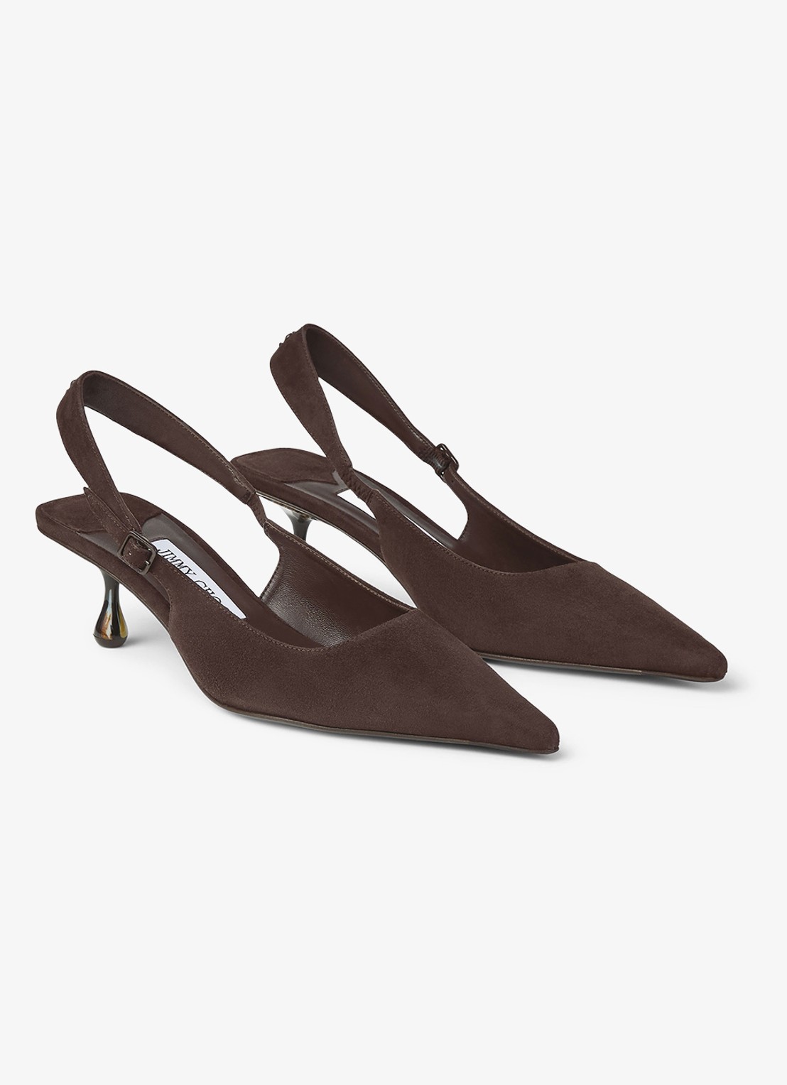 Jimmy Choo Amel 50 slingback van geitensuède - detail 2 donkerbruin