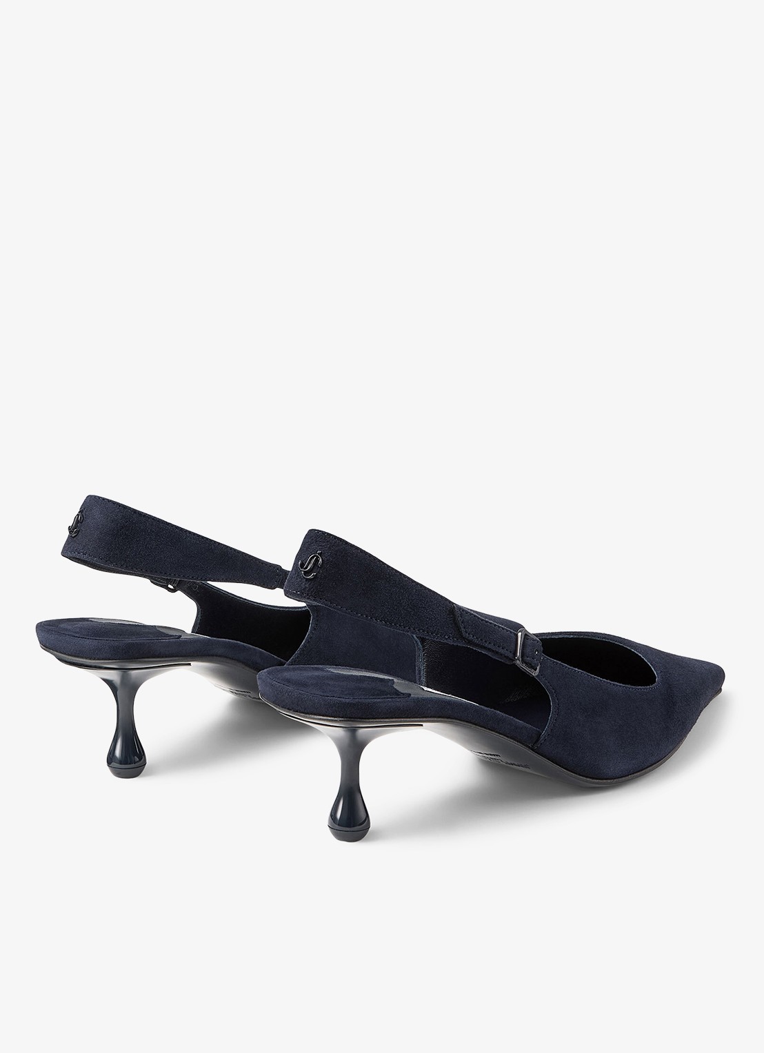 Jimmy Choo Amel 50 slingback van geitensuède - achterkant donkerblauw